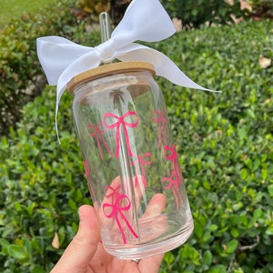 Pink Bow Cup | Coquette Bow Glass | Cute Bow Glass | Valentine’s Day ...