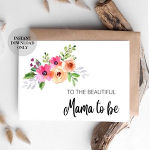 Cartão para impressão: Para a linda futura mamãe / Download instantâneo em PDF / Modelo de cartão de chá de bebê / Futura mamãe floral / cartão de futura mamãe / nova mamãe