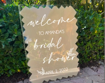 Bridal Shower Sign, Shower Welcome Sign, Back Painted Acrylic, bridal shower welcome sign, Bridal Shower sign, Custom Bridal Shower, Bridal