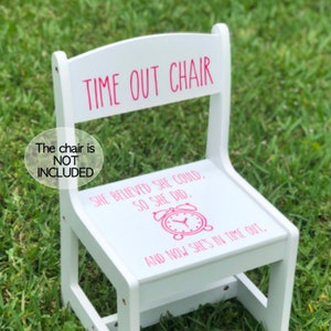 CHAIR NOT INCLUDED, Girl time out chair, Boy time out chair, Time out chair for toddlers, Time out chair decal, Decal only, Time out Decal