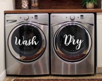 Set of 2 decals, wash and dry decal for washer and dryer, vinyl lettering, laundry, laundry decal, laundry room, decor, vinyl, sticker,