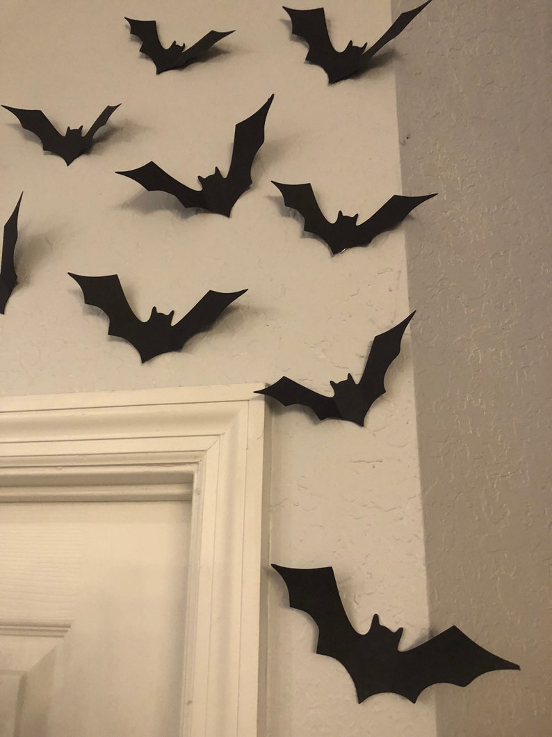 Black Bats Halloween Bats Wall Bats Card stock Bats Etsy