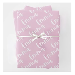 Papier d'emballage personnalisé avec nom personnalisé, Papier d'emballage personnalisé, Cadeaux pour elle, Papier d'emballage pour cadeaux, Emballage cadeau personnalisé, Rouleau d'emballage cadeau image 1