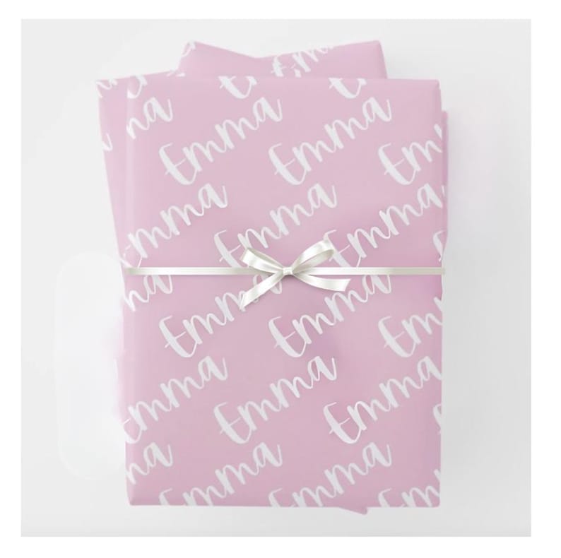 Papier d'emballage personnalisé avec nom personnalisé, Papier d'emballage personnalisé, Cadeaux pour elle, Papier d'emballage pour cadeaux, Emballage cadeau personnalisé, Rouleau d'emballage cadeau image 1