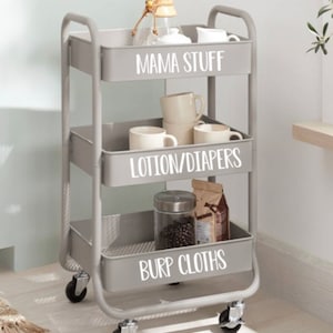 3 Tier Cart Label-Organization Cart Label- Sold Individually-Nursing Cart-Diaper Cart Labels-Nursery Organization-Nursery labels-Diaper Cart