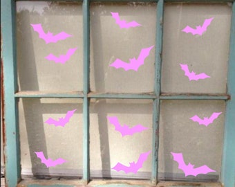 Pastel Halloween Decal, Halloween Sticker, Halloween Window Decal, Bat Decal, Halloween Decoration,pink halloween window stick,bats for wall