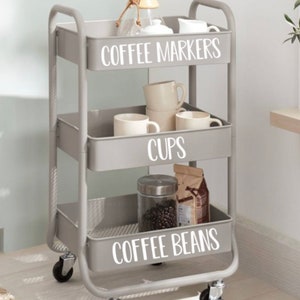 3 Tier Cart Label-Organization Cart Label- Sold Individually-Coffee Cart-Coffee Cart Labels-Coffee Bar Organization-Coffee labels-Kitchen