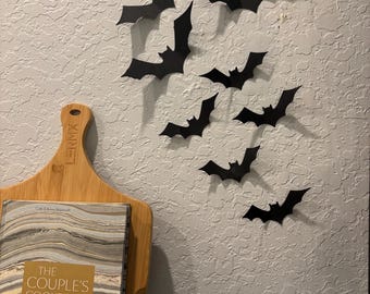 Small Black Bats Halloween Punchies Punched Cardstock Paper shapes for DiY Party Decor Tags Card Making Kids Crafts, Black bats, Wall bats