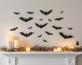Large 3D Bats  Pack, Halloween Black Spooky Bats, 4 Size Waterproof, Wall Hanging Halloween Bats For Halloween Party Indoor Outdoor Decor
