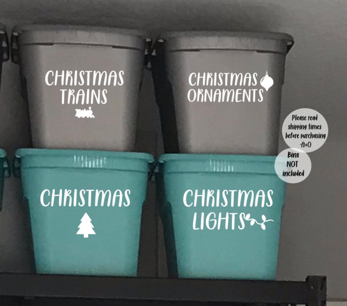 Christmas Storage Bin Decal Container Labels Christmas Etsy