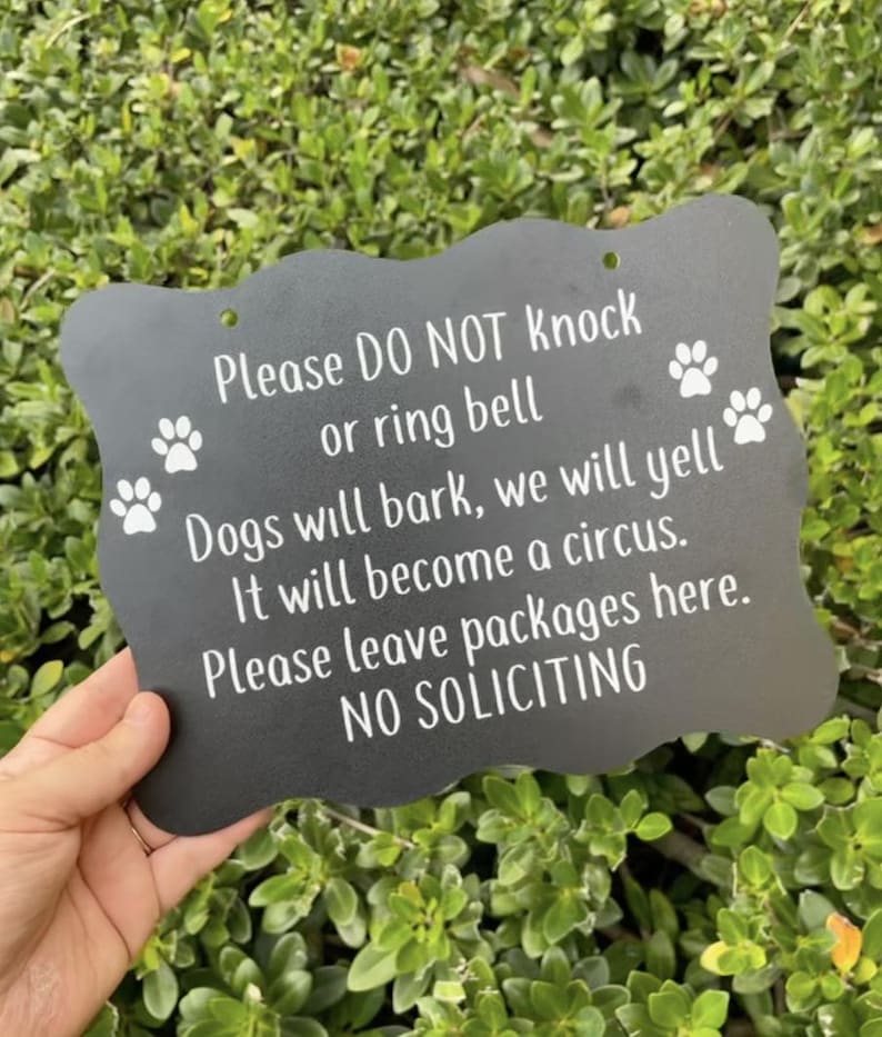 No Soliciting Sign, Do Not Ring the Door Bell, Do Not Knock Sign, Dogs ...