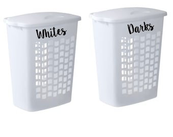 Dirty Clean Decals - Laundry Room Decor - Vinyl Lettering - Removeable - Laundry Hamper Decor - Wall Art Words Text Door Sticker Decal, Whit