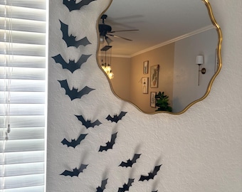 Small Black Bats Halloween Punchies Punched Cardstock Paper shapes for DiY Party Decor Tags Card Making Kids Crafts, Black bats, Wall bats