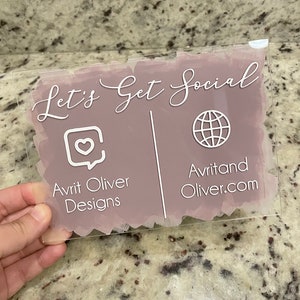 Lets get social business signs, social media sign, custom acrylic sign, small business acrylic sign, small business sign, acrylic signs