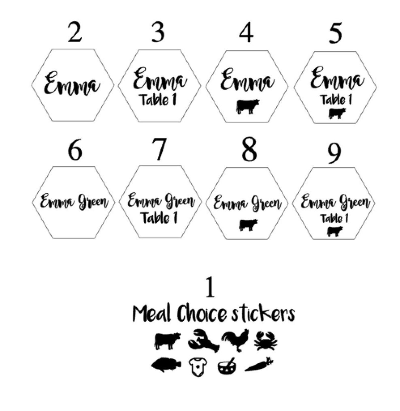 Meal Choice Place Card Meal Choice Stickers Decals for Etsy