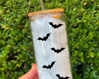 Spooky Season Libbey Glass, Halloween Beer Can Glass, Cute Halloween Iced Coffee Cup, Ghouls Cup, Pumpkins Cup gift idea, Spooky Bats Cup