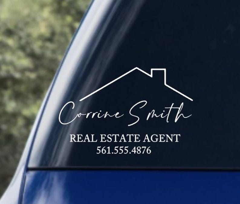 Custom Real Estate Agent Decal | Vinyl Car or Laptop Sticker | Real Estate Marketing Gift | Closing Gift for Agents | Personalized Decal image 1