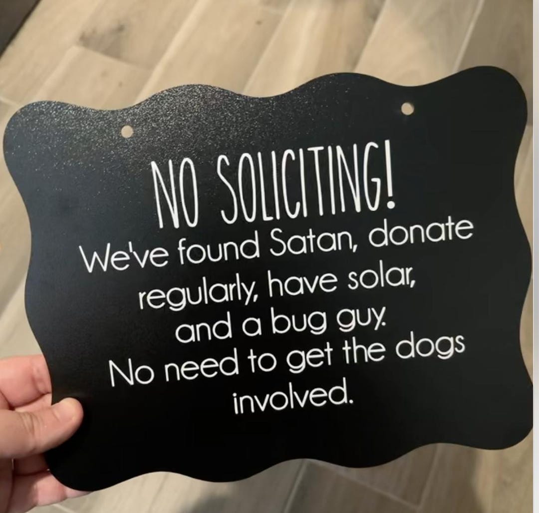 No Soliciting Sign Funny, Do Not Ring the Door Bell,do Not Knock Sign ...