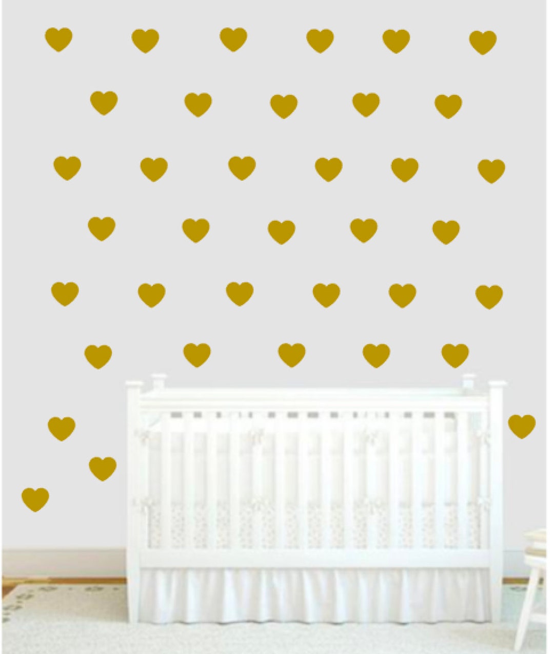Heart Wall Decals, Nursery Wall Decal, Gold Heart Wallpaper, Accent ...