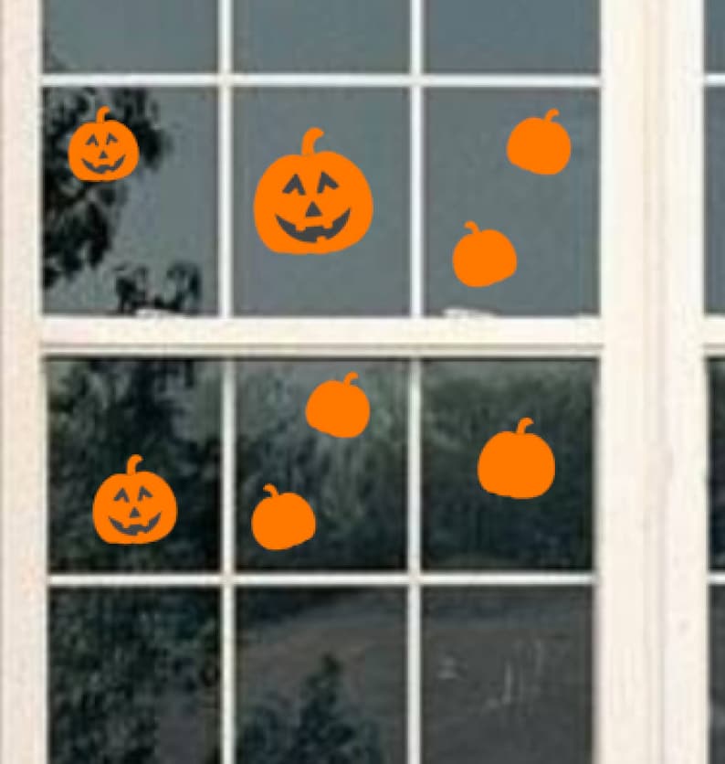 Pumpkin Window Decalhalloween Window Cling Halloween Window Etsy