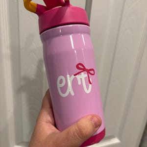 Coquette water bottle Decal, Monogram Sticker, Bow Monogram, Laptop Monogram, Vinyl Decal, toddler water bottle, Coquette Bow Sticker,