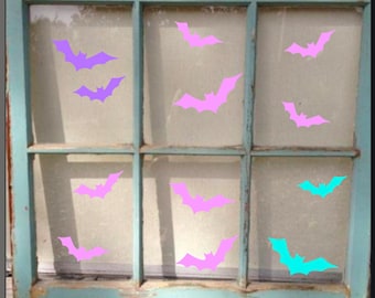 Pastel Halloween Decal, Halloween Sticker, Halloween Window Decal, Bat Decal, Halloween Decoration,pink halloween window stick,bats for wall