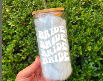 Bride Iced Coffee Cup Mrs Glass Cup With Lid Straw Bride Glass Can for  Future Mrs Engagement Bridal Shower Gift for Bride to Be EB3496BRD 