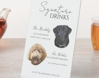 Dog Signature Cocktails Sign, Pet Signature Drink Bar Menu, Acrylic Wedding Bar Menu, Pet Wedding Bar Sign, Dog Signature Drinks Sign