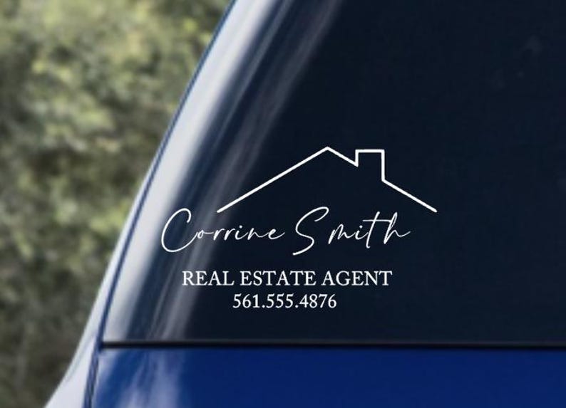 Custom Real Estate Agent Decal | Vinyl Car or Laptop Sticker | Real Estate Marketing Gift | Closing Gift for Agents | Personalized Decal image 2