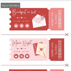 Digital Valentine&#39;s Day Date Coupons, Instant Download, Printable Date Idea Vouchers, Last Minute Gift,Love Coupons, Couple Coupons