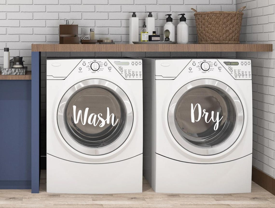 Set of 2 Decals, Wash and Dry Decal for Washer and Dryer, Vinyl ...