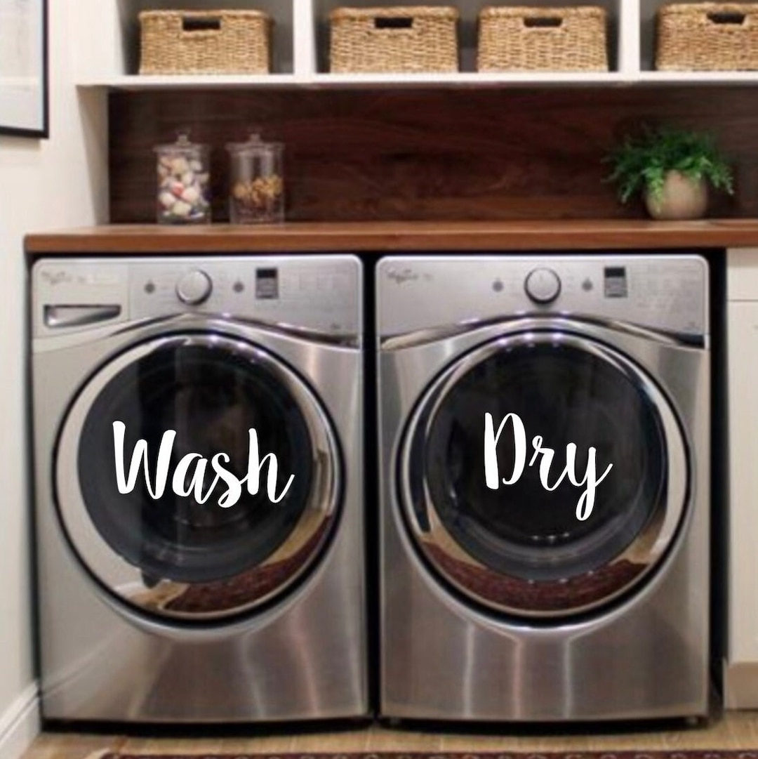 Set of 2 Decals, Wash and Dry Decal for Washer and Dryer, Vinyl