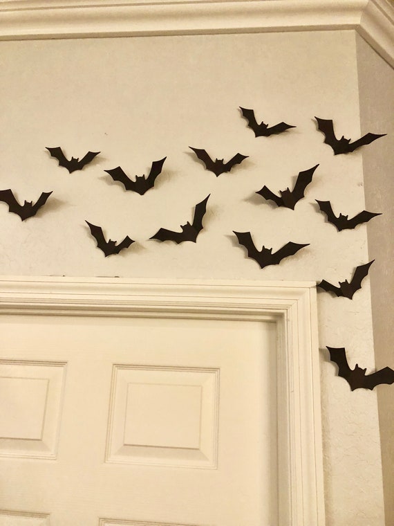 Black Bats Halloween Bats Wall Bats Card stock Bats Etsy