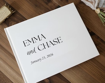 Elegant Minimal Wedding Guest Book, Minimalist Custom Wedding Hardcover Photo Album, Rose Gold, Gold, Silver Foil, Elegant Wedding