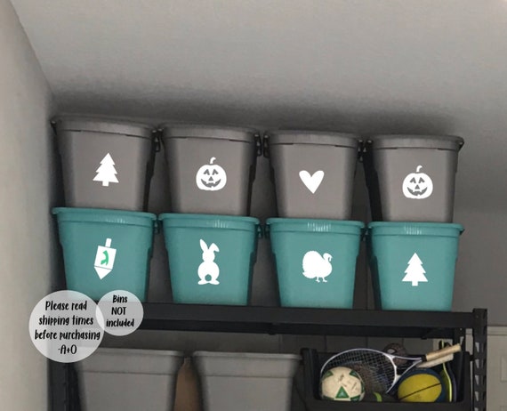Storage Bin Decal Holiday Storage Label large Storage Tote Decal organization halloween christmas easter decorations Container Stoarge Etsy