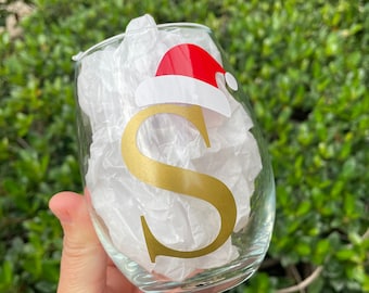 Stemless Wine Glass-Christmas Glass-Christmas Cup-Custom Christmas Cup-Personalized Christmas Gift-Gifts for her-Gifts for him-Christmas Box