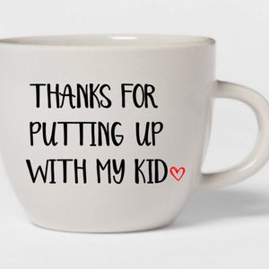 Thanks For Putting Up With My Kid Daycare Teacher Gift Teacher Appreciation Preschool Teacher Gift Babysitter Gift Coach Gift Day Care