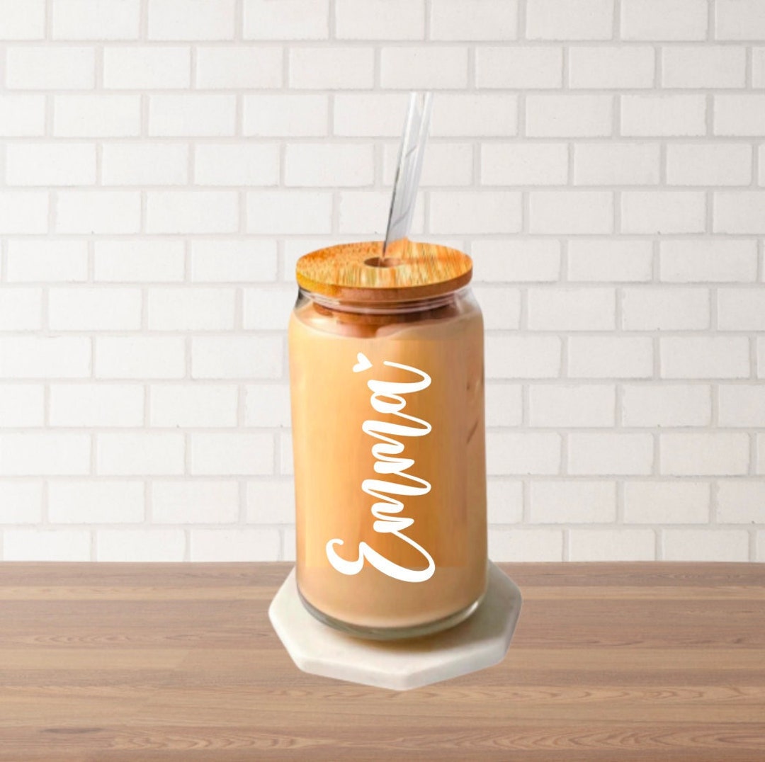 Personalized Name Iced Coffee Cup Soda Beer Can Glass With Lid and ...