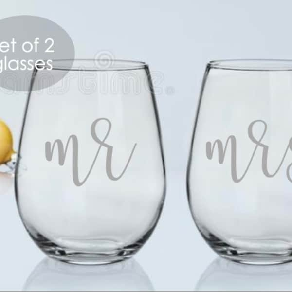 Mr and Mrs Stemless wine glass, stemless wine glass set stemless wine glasses, stemless wine set,wedding gift set, wine glass wedding,mr mrs