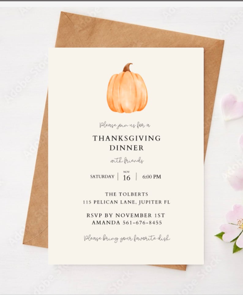 Friends giving Invite Template, download Editable Thanksgiving Invitation, Modern Friends giving,Template Printable Fall dinner inviteModern image 1