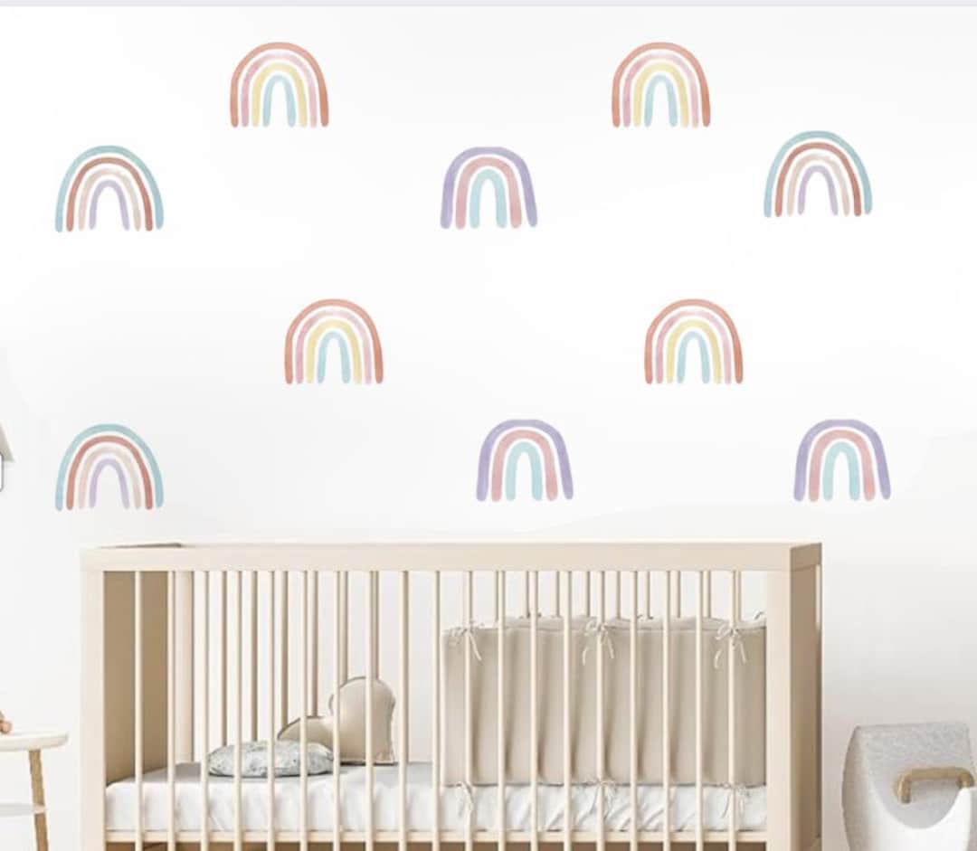 Watercolor Rainbow Wall Decals - Rainbow Nursery Decor, Reusable Wall ...