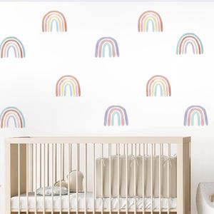 Watercolor Rainbow Wall Decals - Rainbow Nursery Decor, Reusable Wall Stickers, Kids Room Wall Art Watercolor Rainbow Wall Decals, rainbow