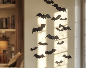 Flying Bat Die Cuts - 3d Wall Bats - Bat Cut Outs - Multi-size Paper Bats - Halloween Wall Bats - Halloween Party - Choose Color - 40 pieces
