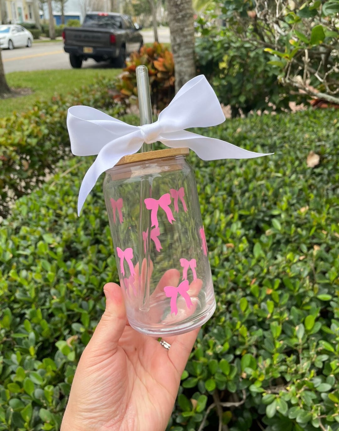 Pink Bow Cup | Coquette Bow Glass | Cute Bow Glass | Valentine’s Day ...