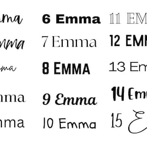 Peut inclure: Une collection de 15 fa&ccedil;ons diff&eacute;rentes d'&eacute;crire le nom "Emma". Le nom est &eacute;crit dans diff&eacute;rentes polices et styles, y compris en cursive, en gras et en majuscules.