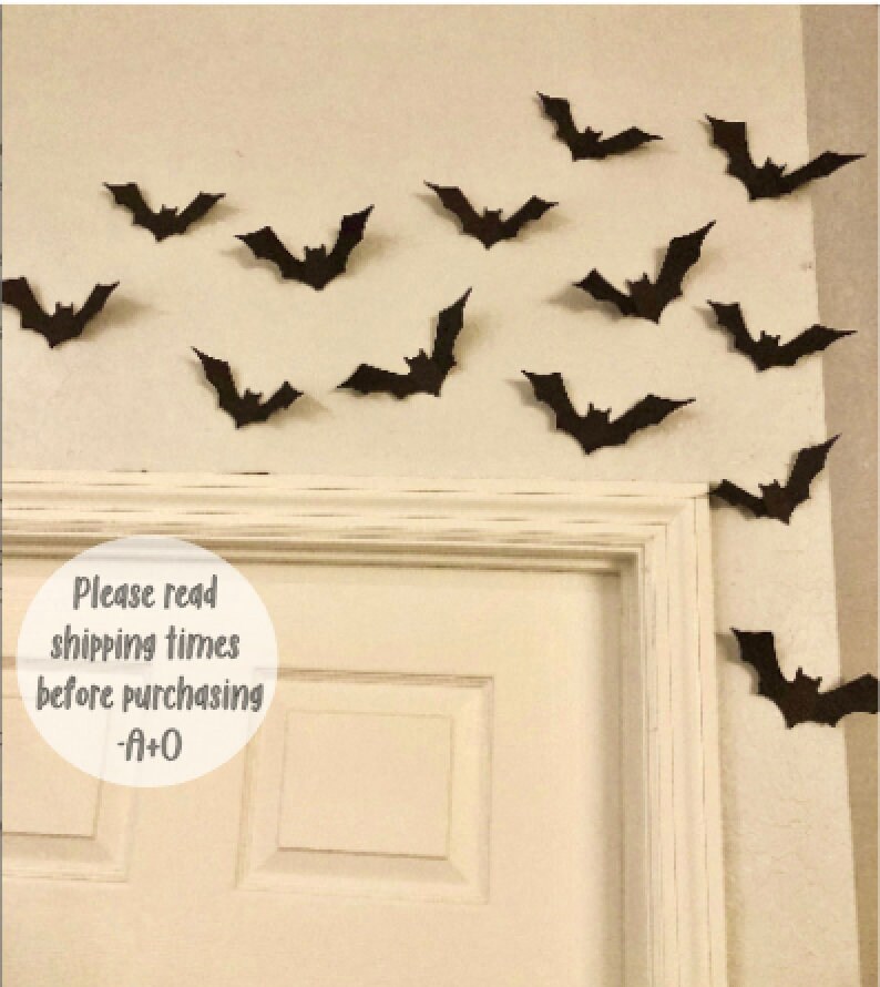Black Bats Halloween Bats Wall Bats Card stock Bats image 1