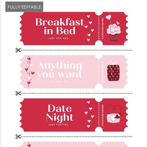Digital Valentine&#39;s Day Date Coupons, Instant Download, Printable Date Idea Vouchers, Last Minute Gift,Love Coupons, Couple Coupons