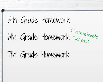 Custom labels for classroom, whiteboard decals, whiteboard labels, teacher whiteboard, homework for grade levels, homework for grades, custo