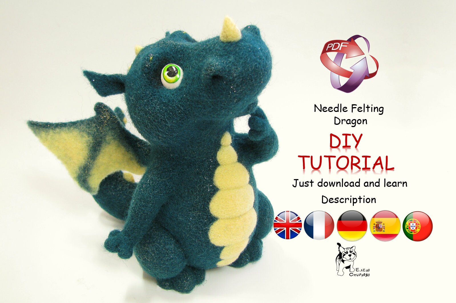DIY Needle Felted Dragon tutorial felting instructions Etsy