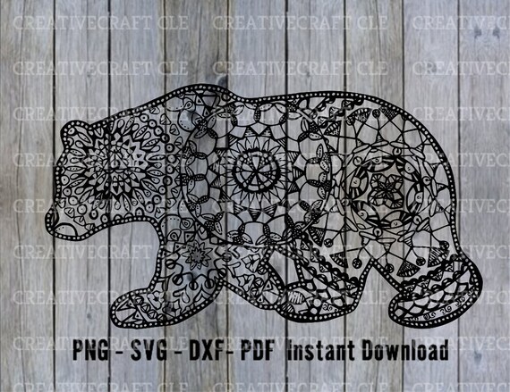 Download Zentangle SVG bear svg mandala cut file for cricut or ...